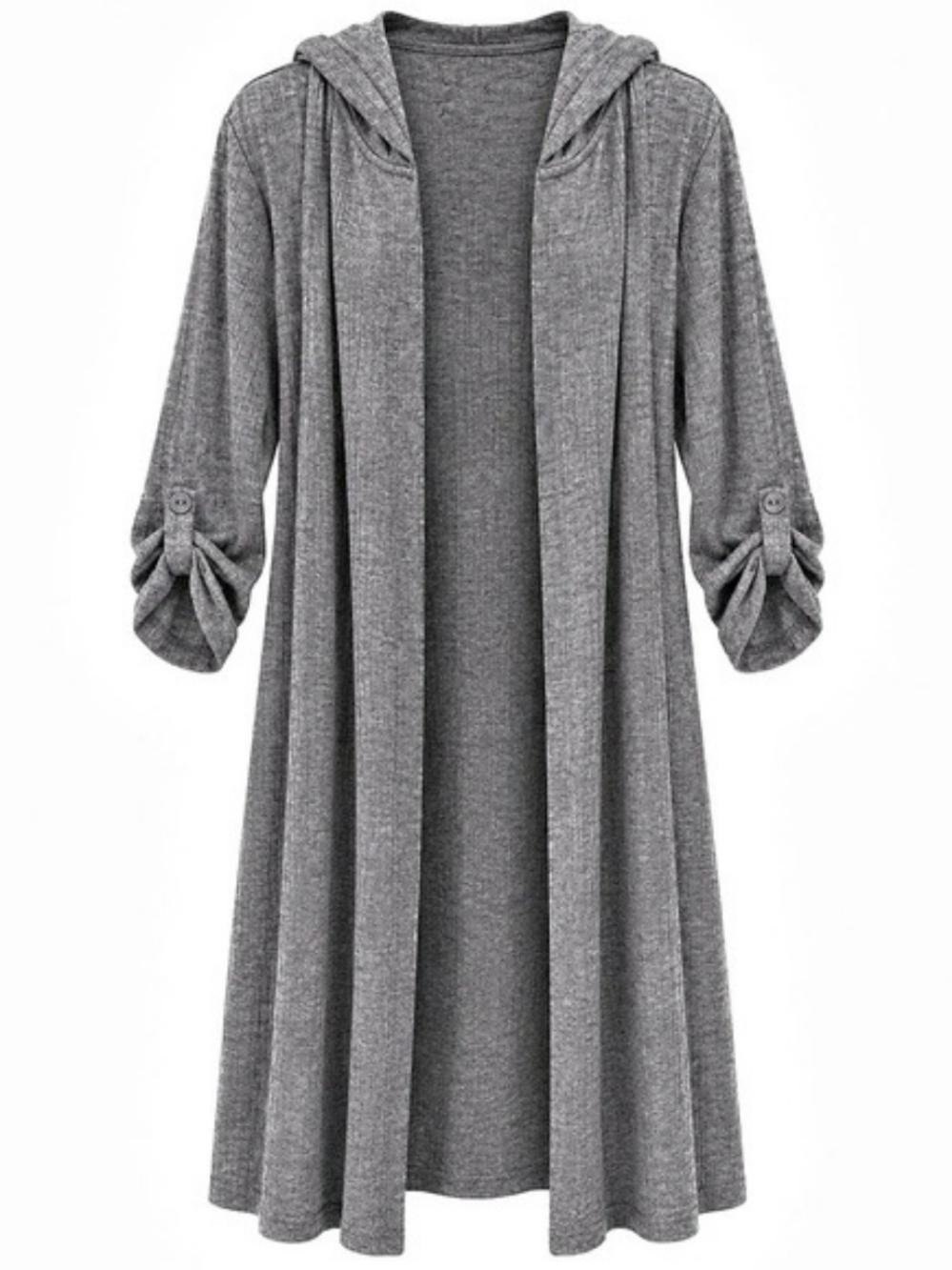 Gray Hooded Midi Dress